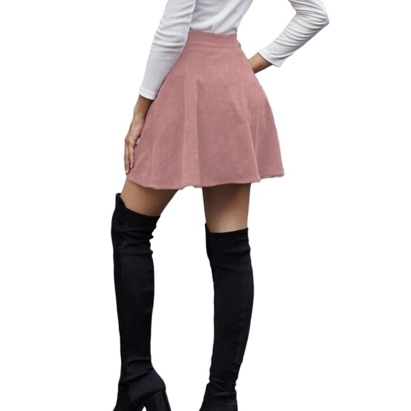 SHEIN Corduroy Button Front Flare A-Line Skirt - Picture 2 of 3